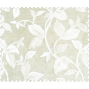Traditional floral with big leaves on stem on khaki brown base main curtain